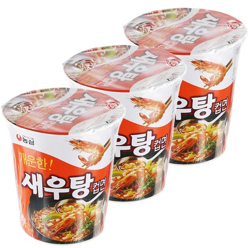 농심 새우탕 컵라면 소 67g, 3개