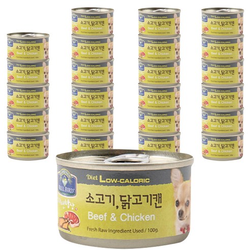 벨버드 자연밥상 소고기닭고기 강아지 간식 캔, 혼합맛(소고기/닭고기), 100g, 24개