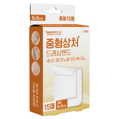 헬씨플러스 슈퍼포아 중형상처 드레싱밴드, 1개, 15개입