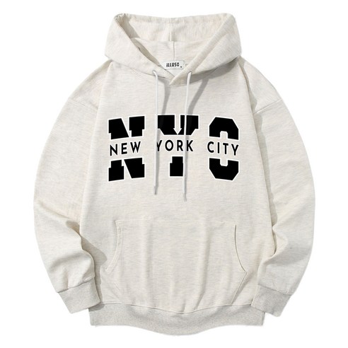 일루소 남녀공용 소프트 특양면 NYC뉴욕시티 후드티