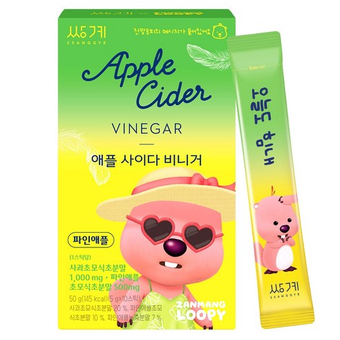 쌍계명차 잔망루피 애플 사이다 비니거 파인애플 스틱, 5g, 1개, 10개입