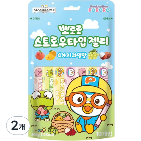 마미꼬미 뽀로로 스트로우타입젤리 10p, 200g, 2개