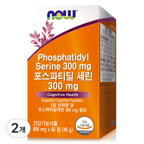 나우푸드 포스파티딜 세린 300mg, 2개, 60정
