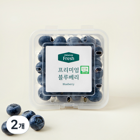 [로켓프레시] 프리미엄 유기농 블루베리 대과, 100g, 2개