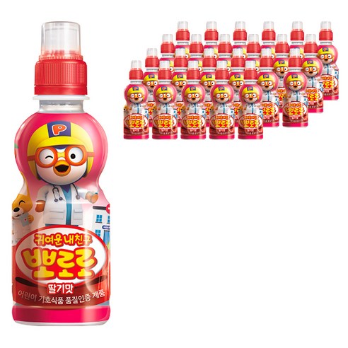 팔도 귀여운내친구 뽀로로 딸기맛 페트, 235ml, 24개