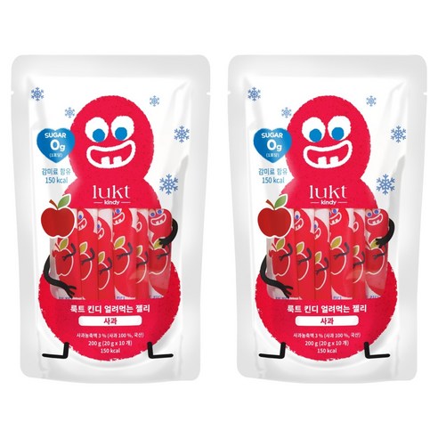 LUKT 킨디 얼려먹는 젤리 10p, 200g, 2개, 사과
