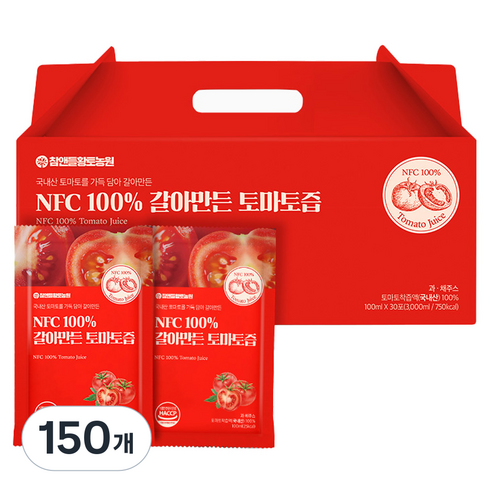 참앤들황토농원 NFC 토마토즙, 100ml, 150개