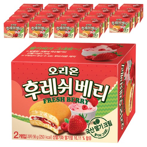 오리온 후레쉬베리 딸기, 56g, 20개