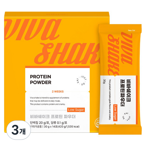 보령 비바쉐이크 프로틴 파우더 저당 단백질 쉐이크 14p, 420g, 3개