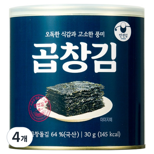 만전김 캔 곱창김, 30g, 4개