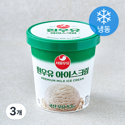 [로켓프레시] 서울우유 흰우유 아이스크림 (냉동), 3개, 1개입, 474ml