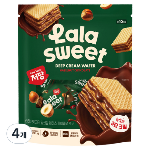 라라스윗 저당 웨하스 헤이즐넛 초코 10p, 4개, 80g