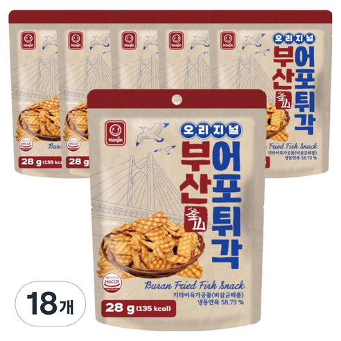 한진식품 오리지널 부산 어포튀각, 18개, 28g