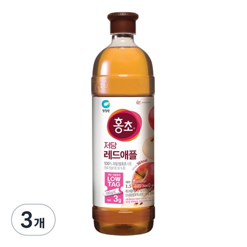 홍초 레드애플 저당, 1.5L, 3개