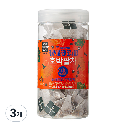 녹차원 호박팥차, 1.5g, 40개입, 3개