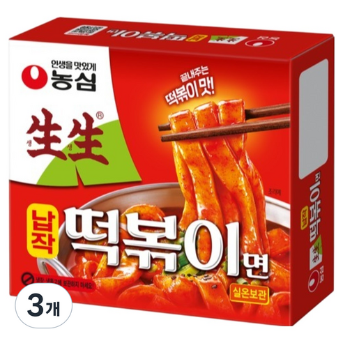 농심 생생 납작 떡볶이면, 258g, 3개