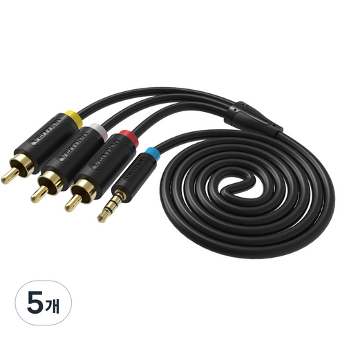 벤션 순동 3.5mm AV to 3 RCA 오디오 케이블 1.5m, 단일 상품, 5개