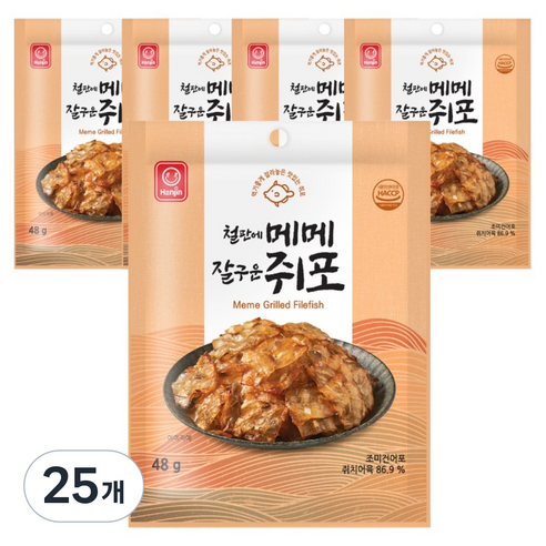 한진식품 철판에 메메 잘구운 쥐포, 48g, 25개