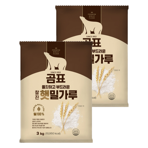 곰표 쫄깃하고 부드러운 찰진 햇밀가루, 3kg, 2개