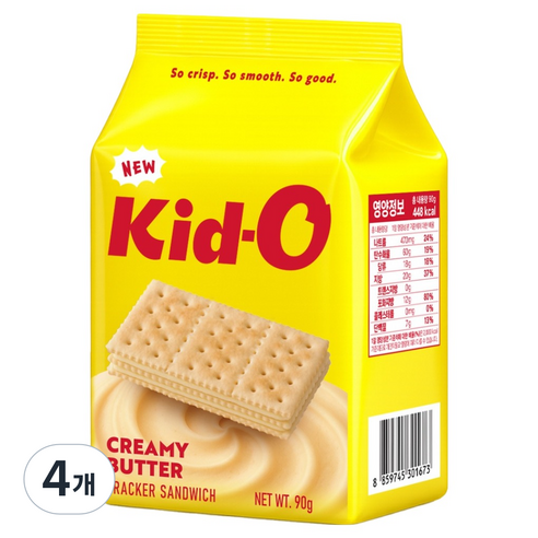 키드오 크리미 버터 크래커 샌드위치, 90g, 4개