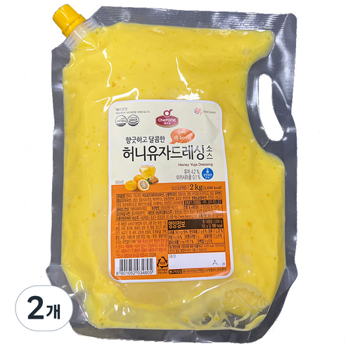 쉐프원 허니 유자 드레싱 소스, 2kg, 2개