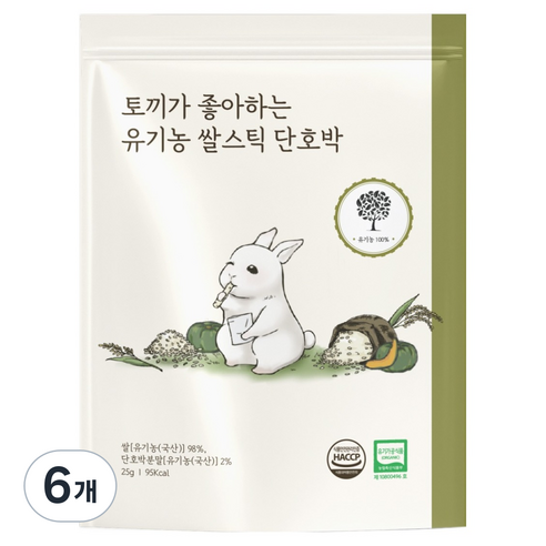 토끼가 좋아하는 유기농 쌀스틱, 6개, 25g, 단호박맛