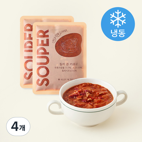 [로켓프레시] SOUPER 칠리 콘 카르네 (냉동), 200g, 4개