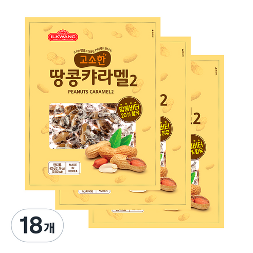 일광제과 땅콩캬라멜2, 600g, 18개