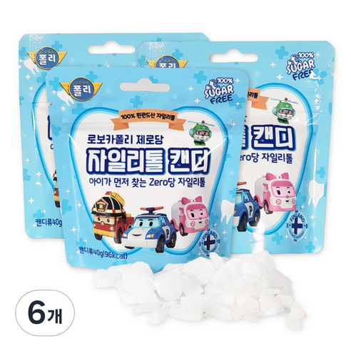 로보카폴리 제로당 캔디, 자일리톨, 40g, 6개
