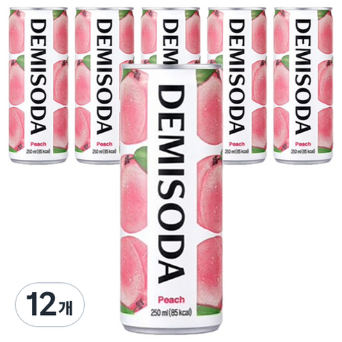 데미소다 피치 탄산음료, 250ml, 12개