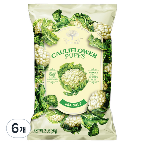 테몰 컬리플라워 퍼프 씨솔트맛, 56g, 6개