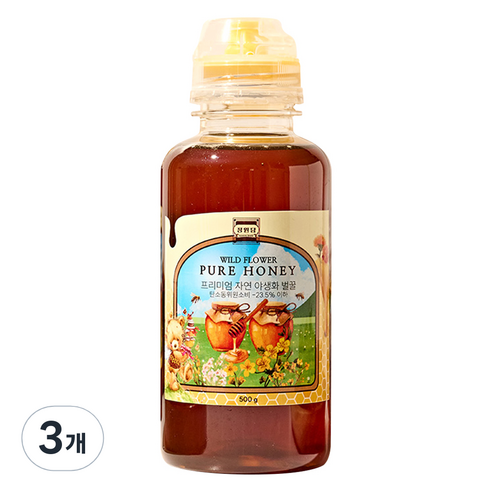 정원담 프리미엄 자연 야생화 순수 벌 꿀, 3개, 500g