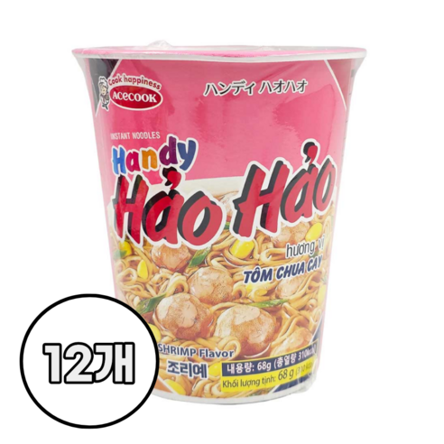 하오하오 에이스쿡 핑크 컵라면 새우맛 68g