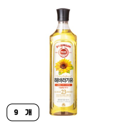 해표 해바라기유, 900ml, 9개
