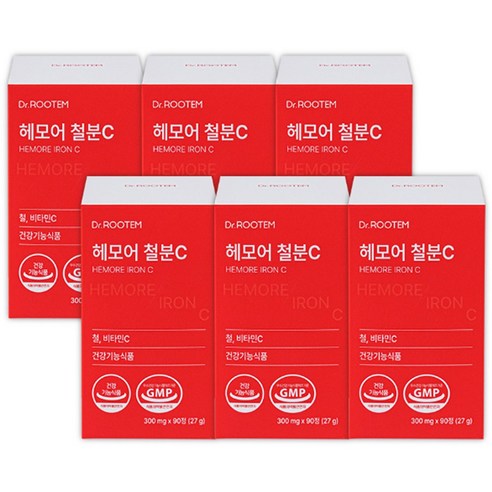 닥터루템 헤모어C 여성 철분제 임산부 청소년 식물성 비헴철 철분, 6개, 90정