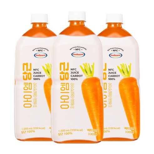 보넬드 아이엠 당근주스 100% NFC, 1L, 3개