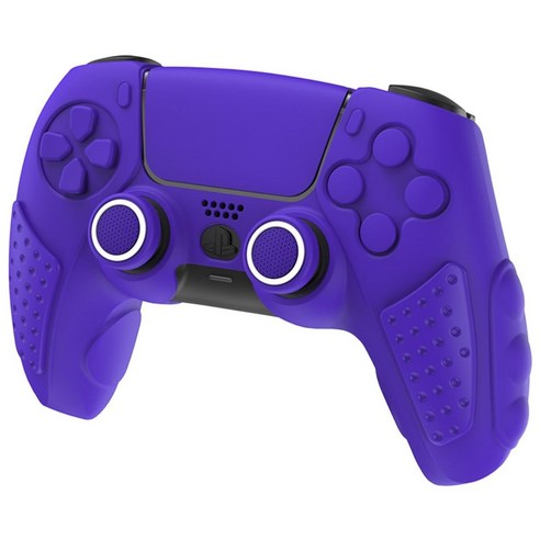 이이네 PS5 듀얼센스 컨트롤러 다색 실리콘 커버 충전대 적합 미끄럼 방지 보호 케이스, 퍼플