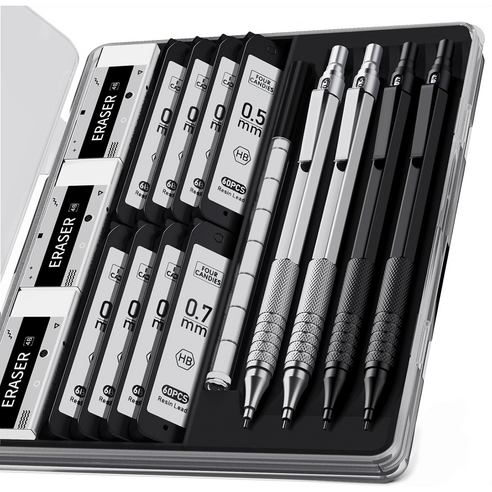 금속 샤프연필 0.5mm/0.7mm 사무 제도 스케치 성인 필기용 고정밀 자동연필