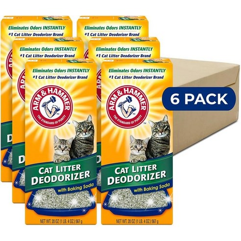 ARM & HAMMER 고양이 쓰레기 탈취제 더블 듀티 20온스 6팩, 6개