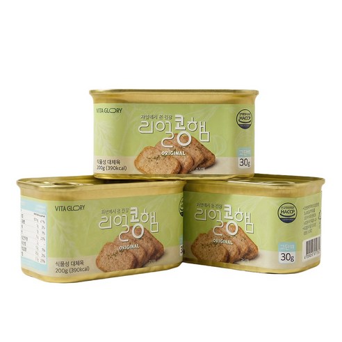 쫄깃탱글 저속노화 리얼콩햄 100% 식물성 고단백 비건햄, 3개, 200g