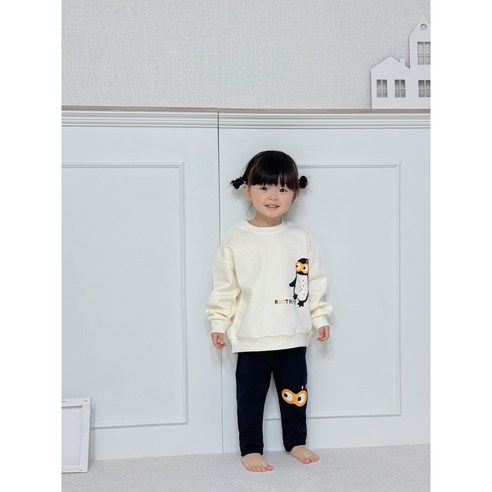 루트루트 핑구 포인트 상하의 세트 주니어 키즈 유아 남아 유아 공용 실내복 등원복