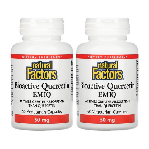 Natural Factors Bioactive Quercetin EMIQ 네츄럴 팩터스 바이오액티브 퀘르세틴 50mg 60베지캡슐 2팩