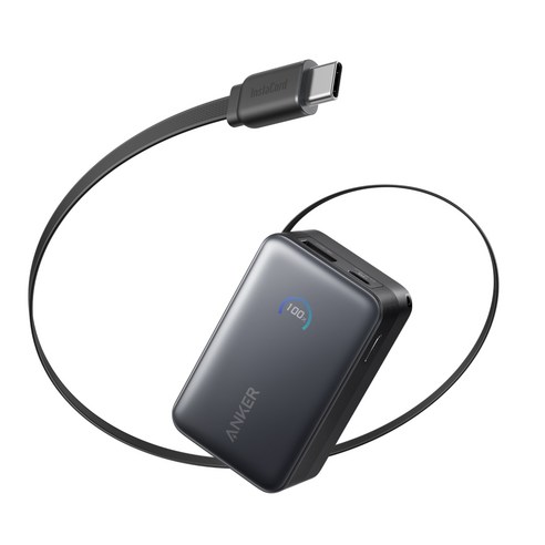 앤커 나노 파워뱅크 10000mAh 45W 보조배터리 (C타입 케이블 일체형), 블랙, A1638