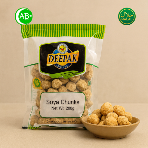 Deepak Soya Chunks High-Protein Vegetable Protein 디팍 소야 청크 고단백 비건 식물성 고기