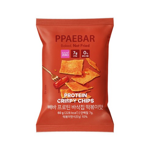 헬시플레이스 빼바 프로틴 바삭칩 떡볶이맛, 1개, 60g
