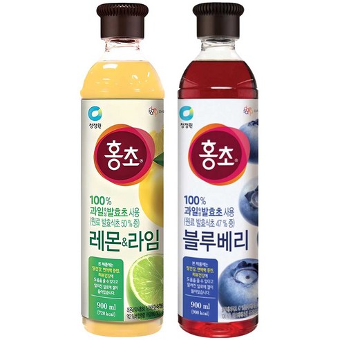 청정원 홍초 레몬라임 + 블루베리, 1세트, 1.8L
