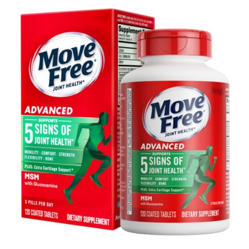 쉬프 무브 프리 조인트 헬스 어드밴스드 플러스 MSM 글루코사민 + 콘드로이틴 코티드 타블렛