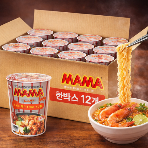 마마 컵라면 쉬림프 톰얌 태국라면 간편식 MAMA Cup Tom Yum 약간매운