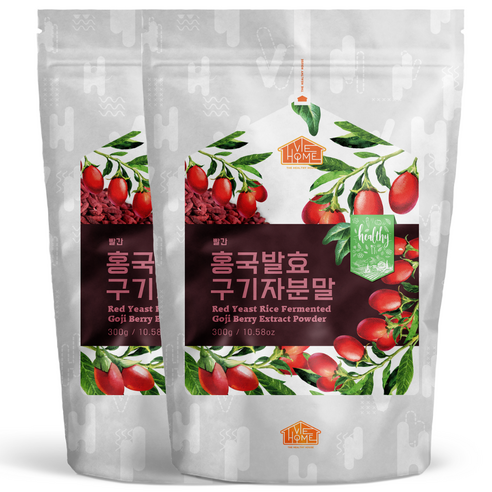 건강한우리집비옴 빨간 홍국 발효 구기자 분말, 2개, 300g