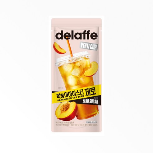 델라페 복숭아 아이스티 제로 파우치 500ml x 6개